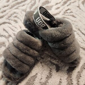 UGG Plush and Fluffy Slides, Size 7